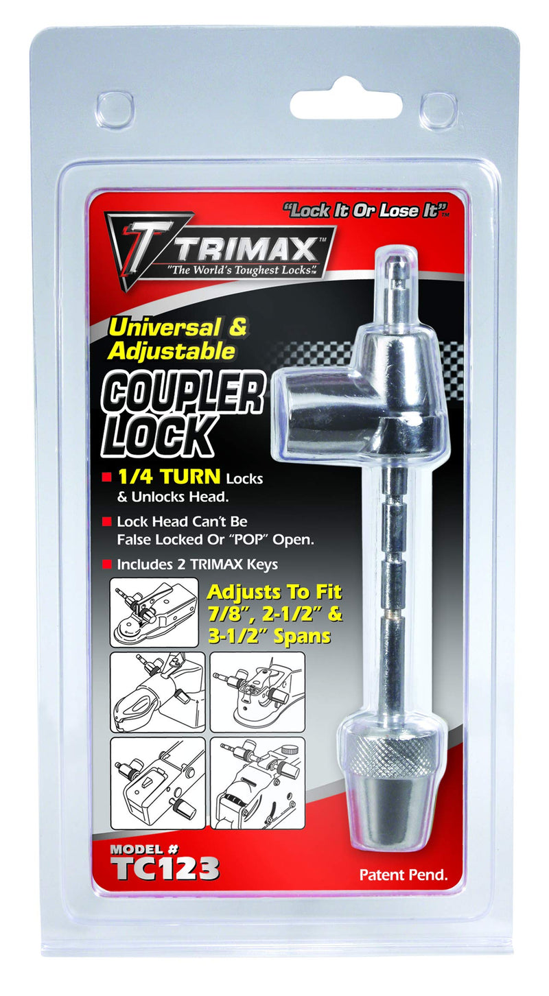  [AUSTRALIA] - Trimax Universal Lock (Fits Couplers from 7/8" to 3 1/2" Span) TC123, Clam Packaging