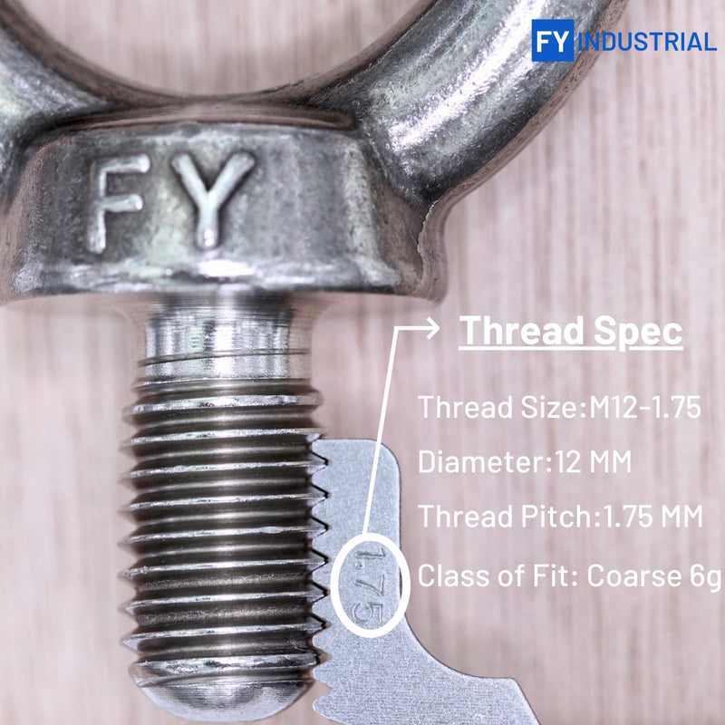  [AUSTRALIA] - Stainless Steel Machinery Shoulder Lifting Eye Bolt (M12, 2 Items) M12 Silver