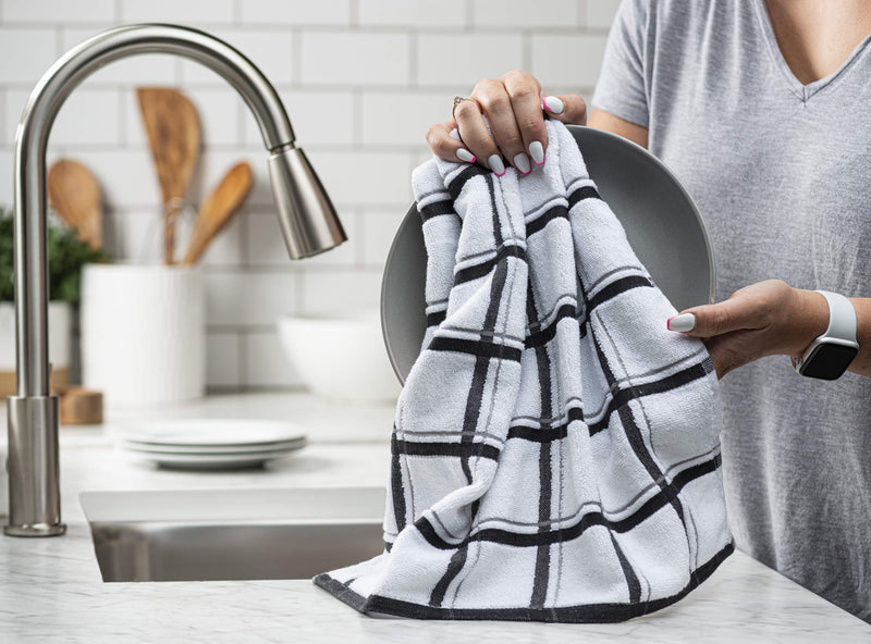  [AUSTRALIA] - XLNT Black Large Kitchen Towels (3 Pack) - 100% Cotton Dish Towels | 20" x 28" | Ultra Absorbent Dishcloths Sets of Hand Towels/Tea Towels for Everyday Scrubbing | Quick Drying Kitchen Washcloths 3