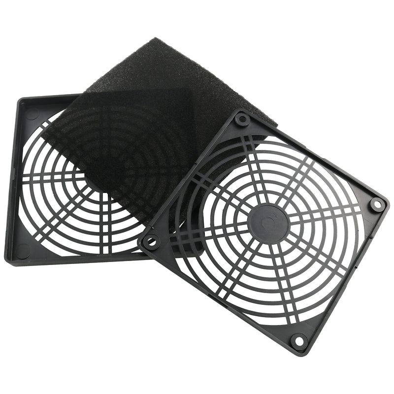  [AUSTRALIA] - WHYHKJ 2pcs 3 in 1 Computer Dustproof Filter 120mm Plastic Black Computer Fan Colander Dust Net Dustproof Sponge Filter