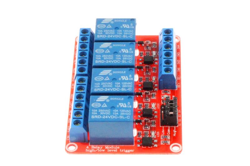 NOYITO 4 Channel Relay Module High Low Level Trigger With Optocoupler Isolation Load DC 30V AC 250V 10A for PLC Automation Equipment Control Industrial Control Arduino (4-Channel 24V) 4-Channel 24V - LeoForward Australia