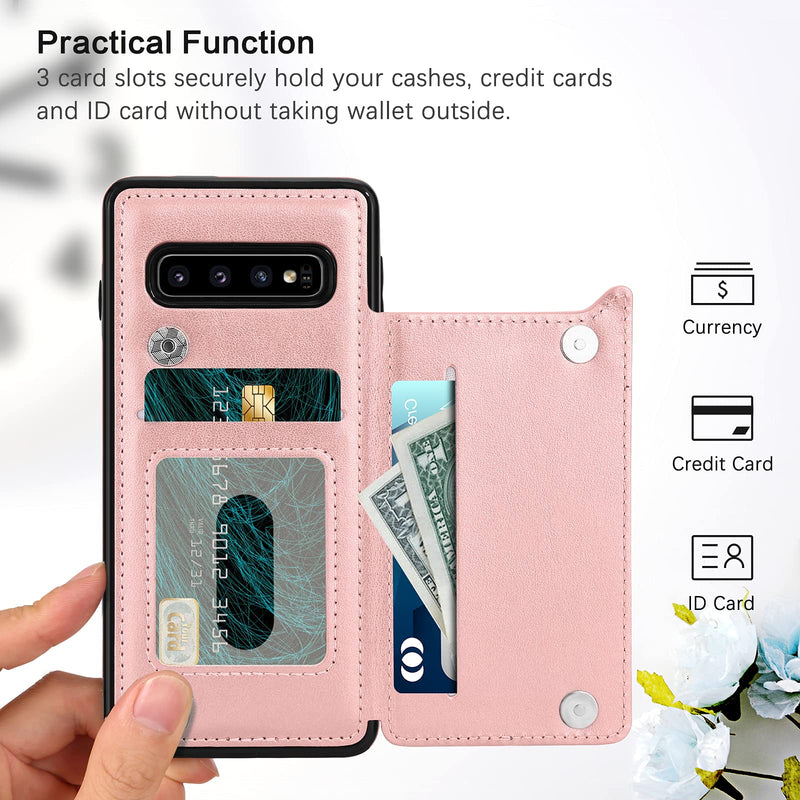  [AUSTRALIA] - BENTOBEN Samsung Galaxy S10 Wallet Case, PU Leather Heavy Duty Rugged Shockproof Protective Cases with Card Slots Cash Holder Phone Case for Samsung Galaxy S10 6.1 Inch, Rose Gold C372-Rose Gold