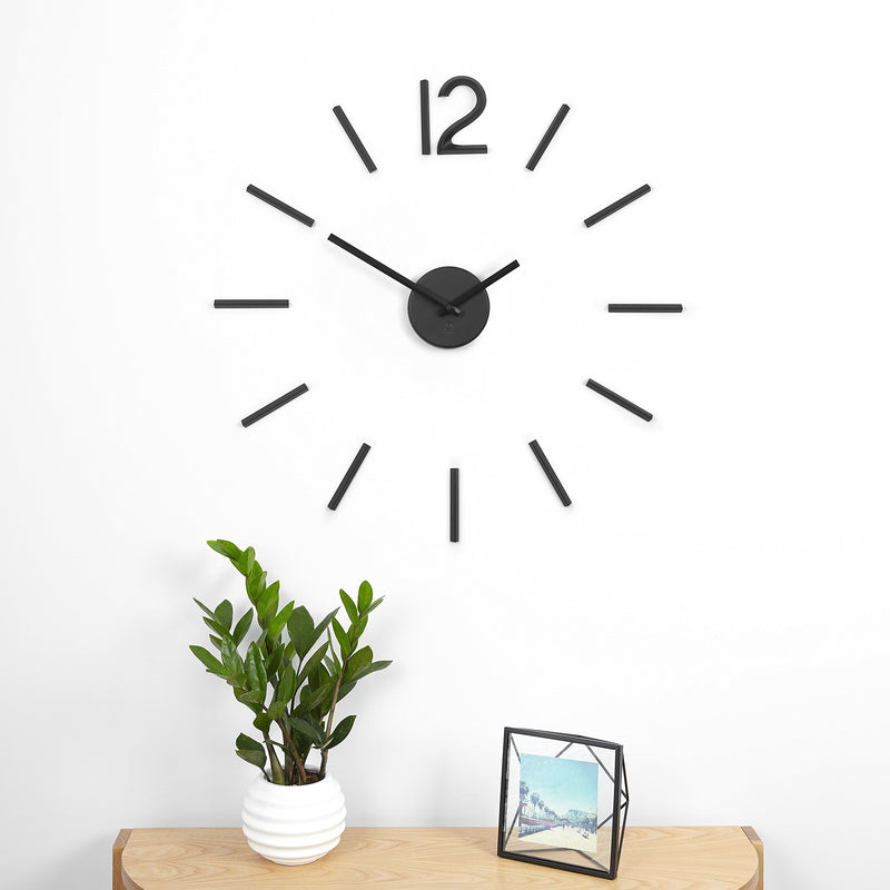 Umbra 1005400-040 Blink Wall Clock Black - Easy to Paste Wall Sticker Numbers, Frameless Large Decorative Wall Clock, Simple Indicators, Minimalist, Black,39.25 Inch L x 39.25 Inch W x 1.38 Inch H - LeoForward Australia