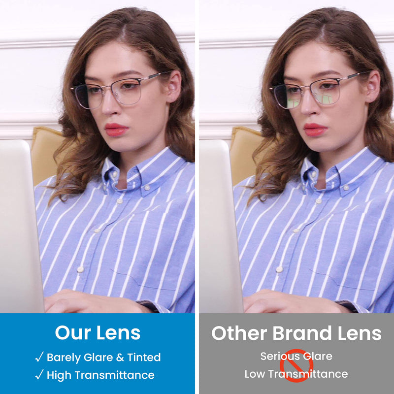  [AUSTRALIA] - GUDVUE Blue Light Glasses, Computer Reading/Gaming/TV/Phones Glasses for Women/Men, Anti Glare/UV400/Eye Strain, Oval Metal Frame, Rose Gold