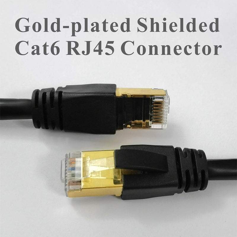  [AUSTRALIA] - Ethernet Extension Cable, Shielded CAT6 CAT 6 LAN Cord Extender, CAT5E CAT5 RJ45 Network Patch Jumper, Male to Female Connector for Router Modem Smart TV PC Computer Laptop [2pack, 9.9ft+16.5ft Black]