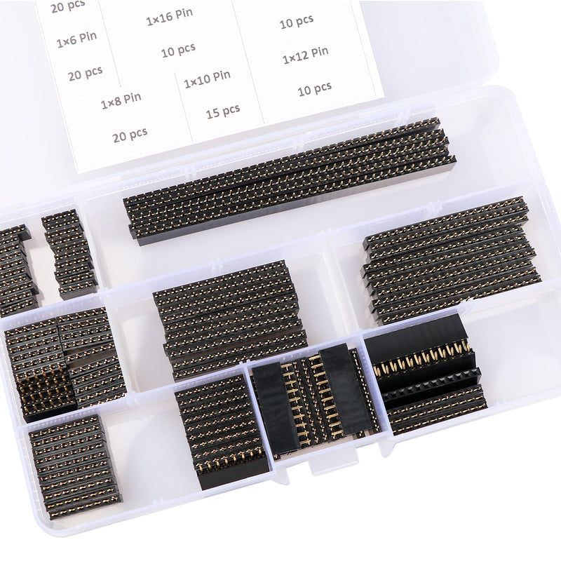  [AUSTRALIA] - 110 pcs 2.54mm Straight Single Row PCB Board Female Pin Header Socket Connector Assortment Kit for Arduino Shield