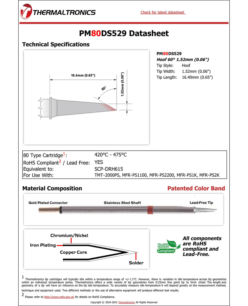  [AUSTRALIA] - Thermaltronics PM80DS529 Hoof 60deg 1.52mm (0.06in) interchangeable for Metcal SCP-DRH15