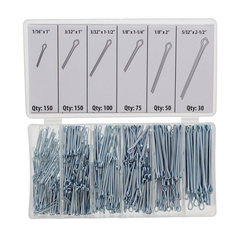  [AUSTRALIA] - ABN Cotter Pin Key 555 pc Assortment Set, 1/16 x 1 to 5/32 x 2-1/2 Inch – Steel Locking Automotive Axle Trailer Pins