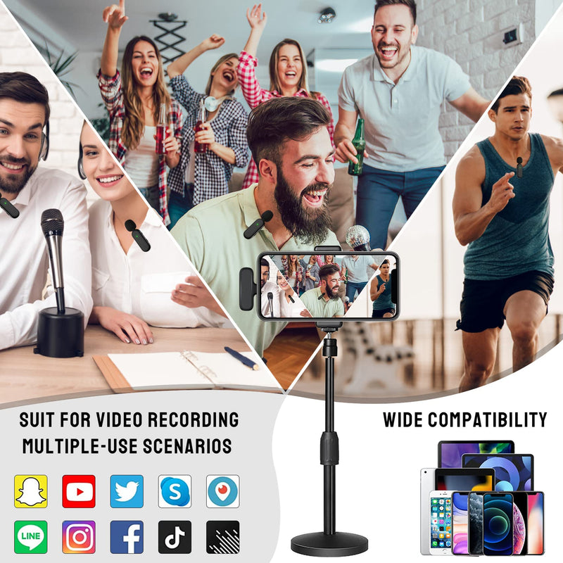  [AUSTRALIA] - 2 Pack Wireless Lavalier Microphone, Plug-Play Wireless Microphone for iPhone iPad, with Charging Case, Noise Reduction, Clip On Lapel Mic for Video Recording, YouTube, TikTok, Facebook, Vlog