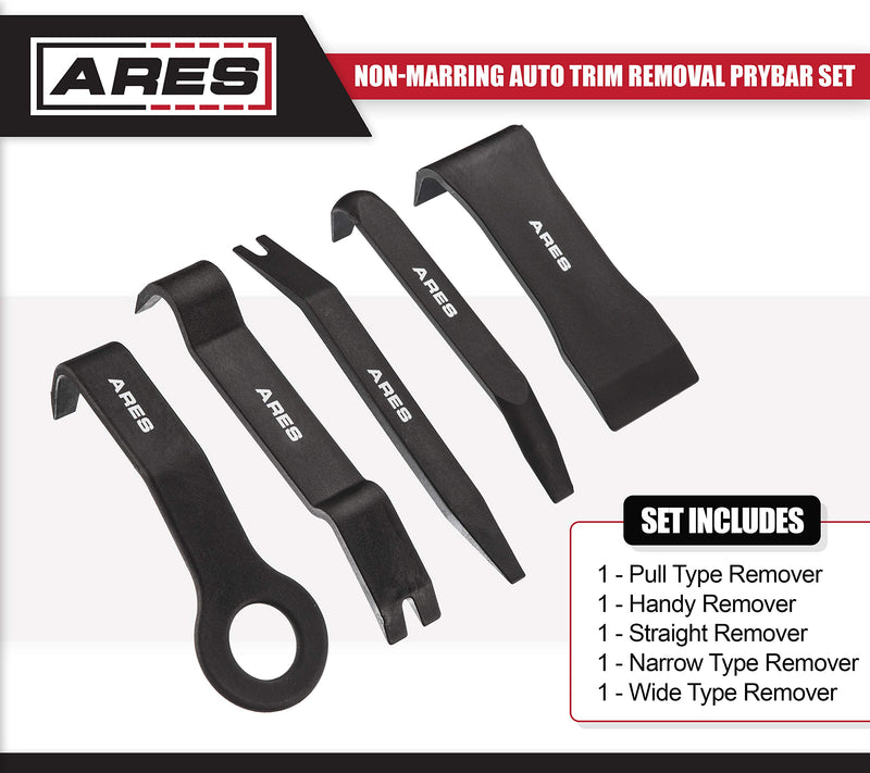  [AUSTRALIA] - ARES 70223-5-Piece Non-Marring Auto Trim Removal Prybar Set - Remove Trim with Ease - Fasteners, Molding, and Dash Panel Removal Set Non-Marring Prybar Set