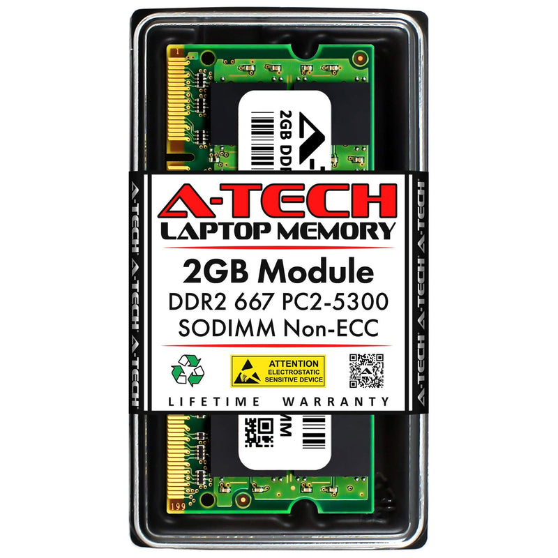  [AUSTRALIA] - A-Tech 2GB DDR2 667MHz SODIMM PC2-5300 1.8V CL5 200-Pin Non-ECC Unbuffered Laptop RAM Memory Upgrade Module (2GB x 1) | 2GB Stick DDR2 667MHz (PC2-5300)