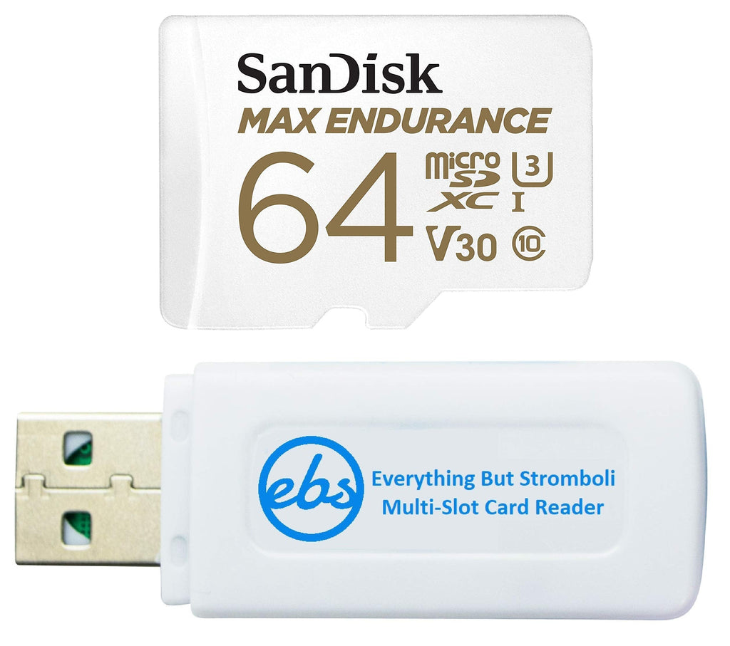  [AUSTRALIA] - SanDisk MAX Endurance 64GB TF Card MicroSDXC Memory Card for Dash Cams & Home Security System Video Cameras (SDSQQVR-064G-GN6IA) Class 10 Bundle with (1) Everything But Stromboli MicroSD Card Reader