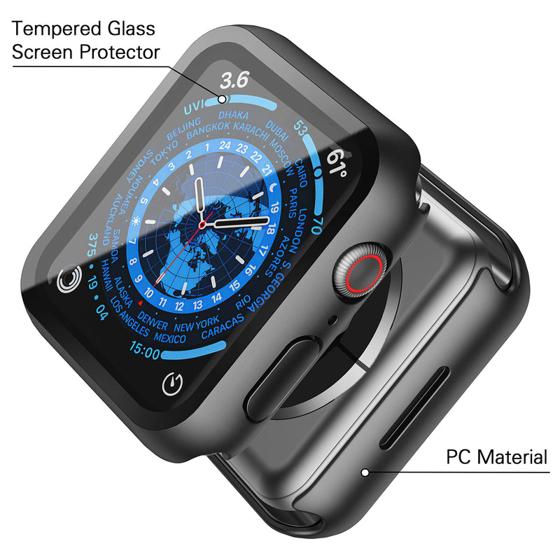  [AUSTRALIA] - [2Pack] Misxi Black Hard Case Compatible with Apple Watch Series 3 Series 2 38mm, Hard PC Case Slim Tempered Glass Screen Protector Overall Protective Cover for iwatch 38 mm Black(2-Pack)