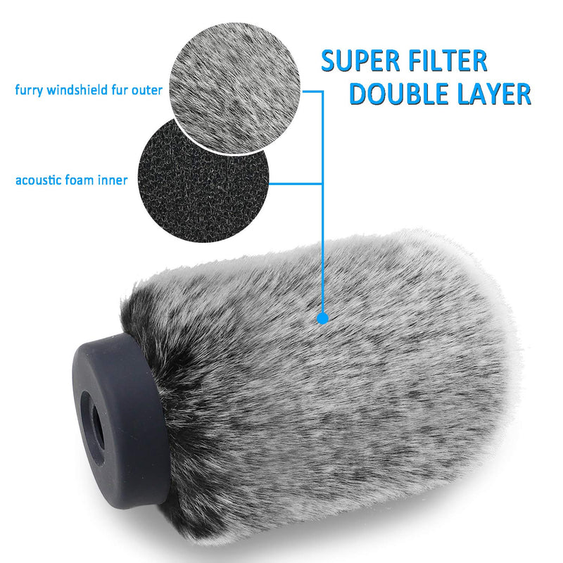  [AUSTRALIA] - NTG Furry Microphone Wind Shield - Windscreen/Windmuff for Rode VideoMic NTG and Microphones with Maximum Slot Length of 100mm (3.9") and Diameter of 18-24mm by YOUSHARES (Black White)