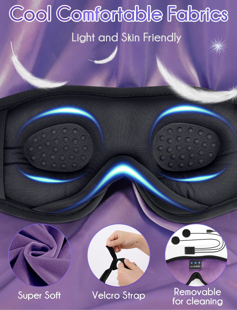  [AUSTRALIA] - Sleep Mask with Bluetooth Headphones,LC-dolida 3D Music Bluetooth Sleeping Eye Mask Wireless Sleep Headphones for Side Sleepers,Nap,Air Travel,Meditation,Cool Tech Gadgets Unique Gift for Men Women Violet