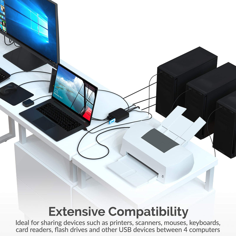  [AUSTRALIA] - SABRENT USB 2.0 Sharing Switch up to 4 Computers and Peripherals LED Device Indicators (USB-USS4) 4-Port Switch