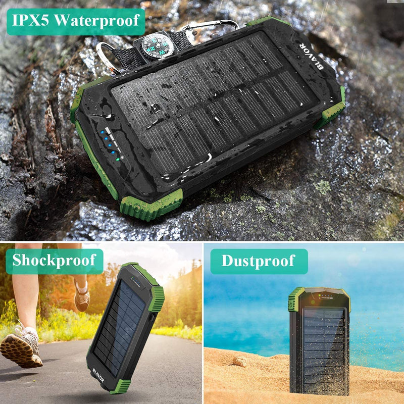  [AUSTRALIA] - Set of Two Solar Powered Cell Phone Charger 10,000mAh Waterproof Bakcup Battery for Camping Hiking Thanksgiving Day Chiristmas