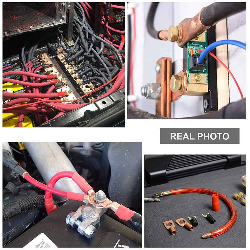  [AUSTRALIA] - TKDMR 10pcs 1/0 AWG-3/8" Battery Lugs,Heavy Duty Wire Lugs,Ring Terminals,Battery Cable Ends,0 Guage terminals,Battery Terminal Connectors with 10pcs 3:1 Heat Shrink Tubing 1/0 Awg - 3/8" (M10) Ring 10