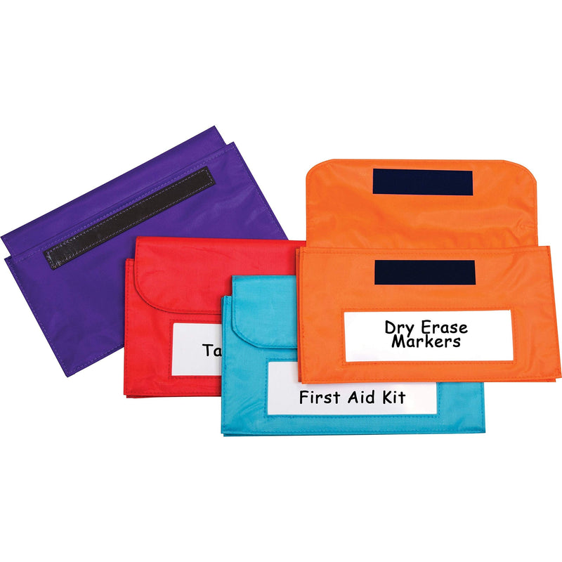  [AUSTRALIA] - C-Line Magnetic Storage Organizer Pocket, 1.5" x 9.8" x 6", Orange, Red, Purple, Turquoise, 4 per Pack 1.5" x 9.8" x 6"