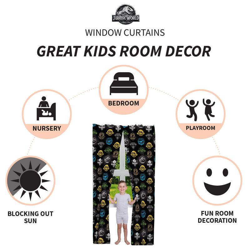  [AUSTRALIA] - Franco Kids Room Window Curtains Drapes Set, 82" x 84", Jurassic World 82" x 84"