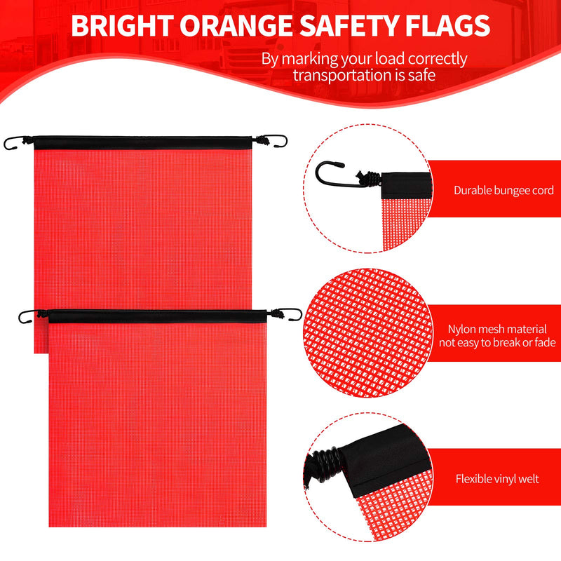  [AUSTRALIA] - 2 Pieces 18 x 18 Inch Hook Safety Warning Flag Mesh Safety Flag Warning Flag with Vinyl Welt and Bungee Cord for Truck and Pedestrian Crossings (Deep Red) Deep Red