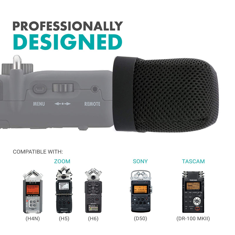  [AUSTRALIA] - Movo WST-R30 Fitted Nylon Microphone Windscreen with Acoustic Foam Technology for Zoom H4n, H5, H6, Tascam DR-100 MKII and Sony PCM-D50 Portable Digital Recorders