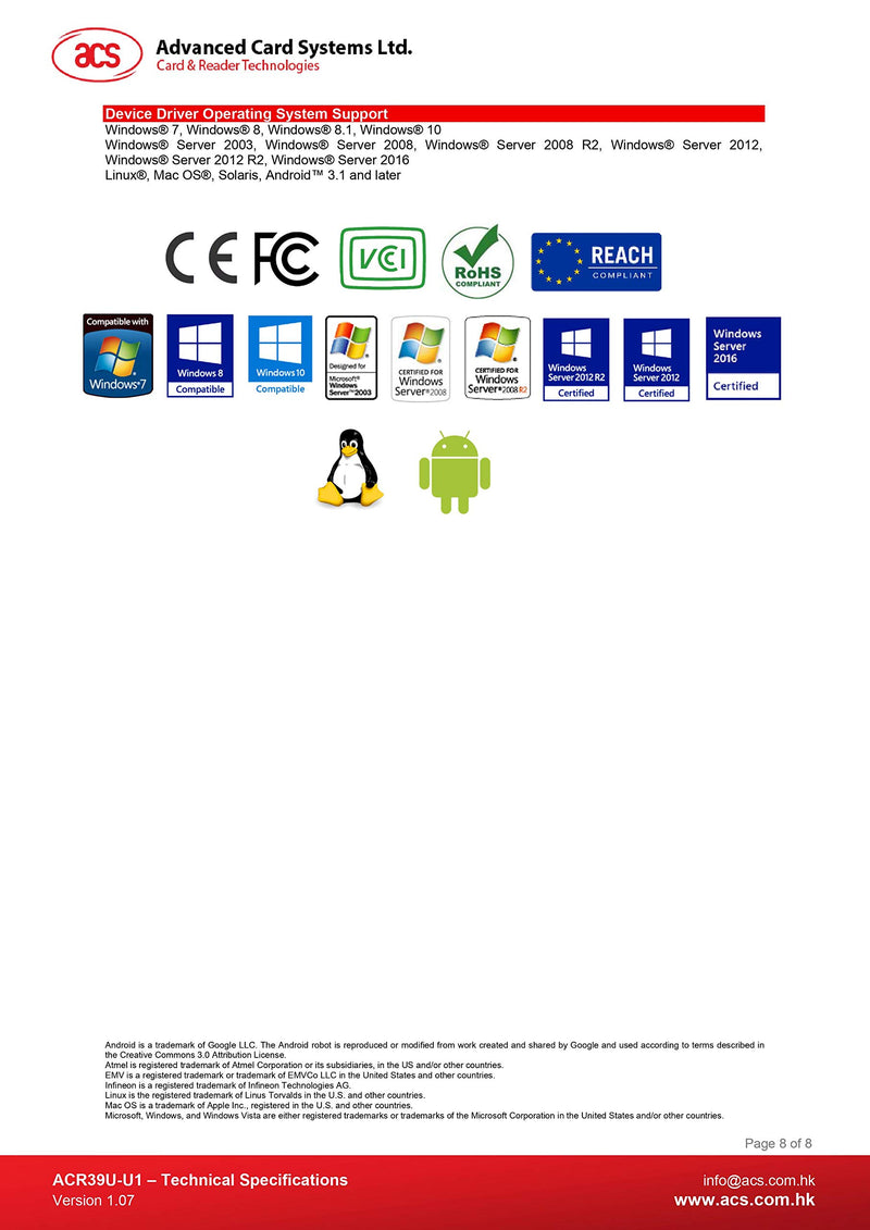 USB Smart Card Reader ACS ACR39U - LeoForward Australia