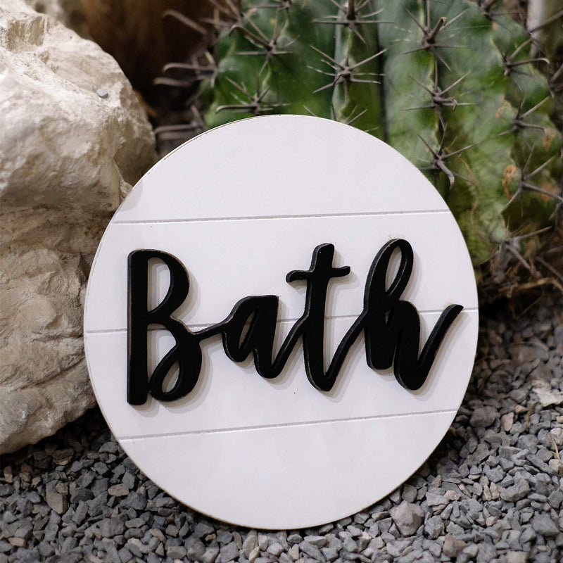  [AUSTRALIA] - Lavender Inspired Rustic 3D Bath Sign for Bathroom-Round Wood Bathroom Signs Decor-Modern Farmhouse Bathroom Wall Hanging Sign-Round Shiplap Signs for Bathroom 10''