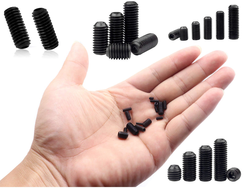  [AUSTRALIA] - LBY 720pcs M2 M2.5 M3 M4 M5 M6 Internal Hex Drive Cup-Point Set Screws,Socket Head Cap Screws Grub Screws Assortment Kit 15 Sizes,Carbon Steel Black