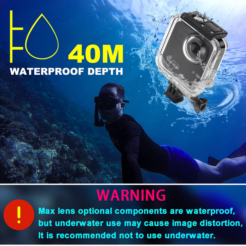  [AUSTRALIA] - Waterproof Case for Gopro Max Action Camera, Underwater Diving Protective Housing 40M with Bracket Accessories