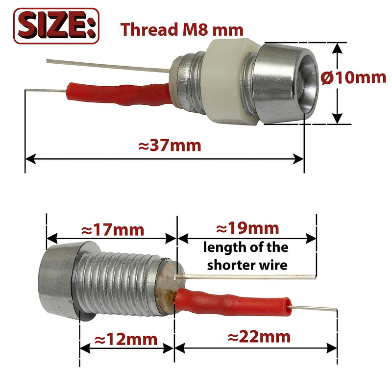  [AUSTRALIA] - AERZETIX - C67414 - Set of 2 LEDs (green) with pre-wiring 12V 36 mm - diameter of the diode Ø5 mm - flashing light indicator warning light equipment control car Green