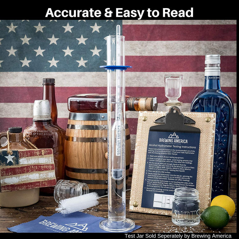 American-Made Alcohol Hydrometer Tester 0-200 Proof & Tralle Pro Series Traceable - Distilling Moonshine Alcoholmeter for Proofing Distilled Spirits - LeoForward Australia