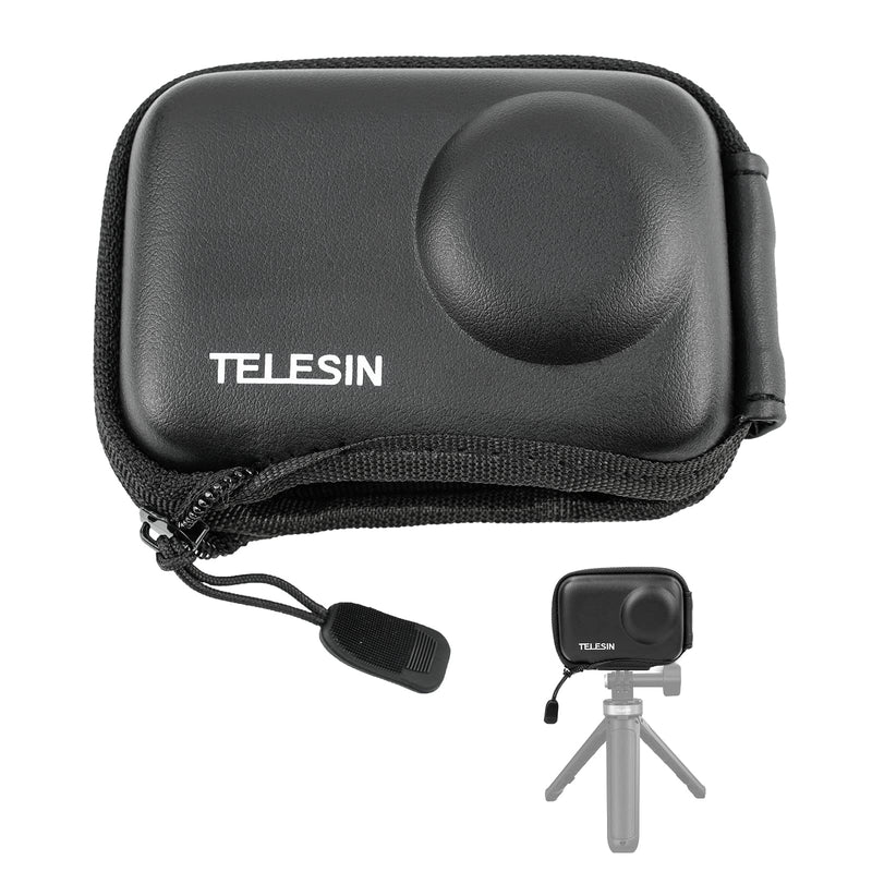  [AUSTRALIA] - TELESIN Mini Carry Case for DJI Action 4 Action 3 Camera, Pocket Size Protective Lens Case Travel Bag With Half Open Zipper Supports Connecting with Selfie Stick Tripod DJI OSMO Action Accessories