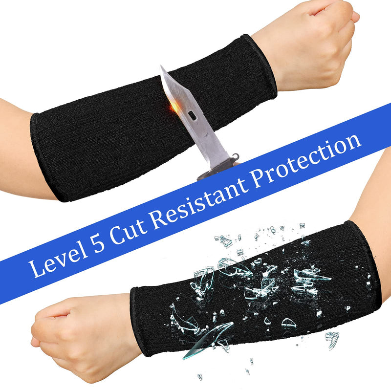  [AUSTRALIA] - 3 Pairs Cut Resistant Sleeve Arm Level 5 Protection Sleeve Black
