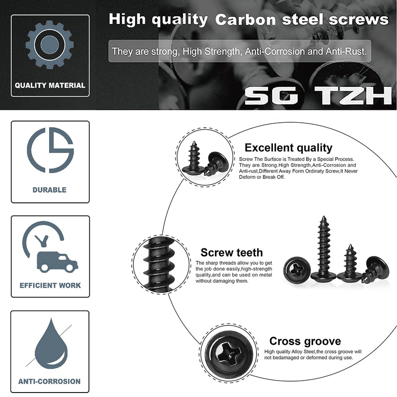  [AUSTRALIA] - #8 x 1-1/4" Wood Screw 100Pcs Alloy Steel Standard Thread Truss Head Fast Self Tapping Black Oxide by SG TZH 100 #8 x 1-1/4"