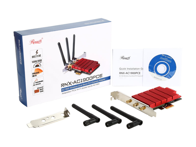  [AUSTRALIA] - Rosewill RNX-AC1900PCE Rnx-AC1900PCE, 802.11AC Dual Band AC1900 PCI Express WiFi Adapter/Wireless Adapter/Network Card, 11AC 1900Mbps