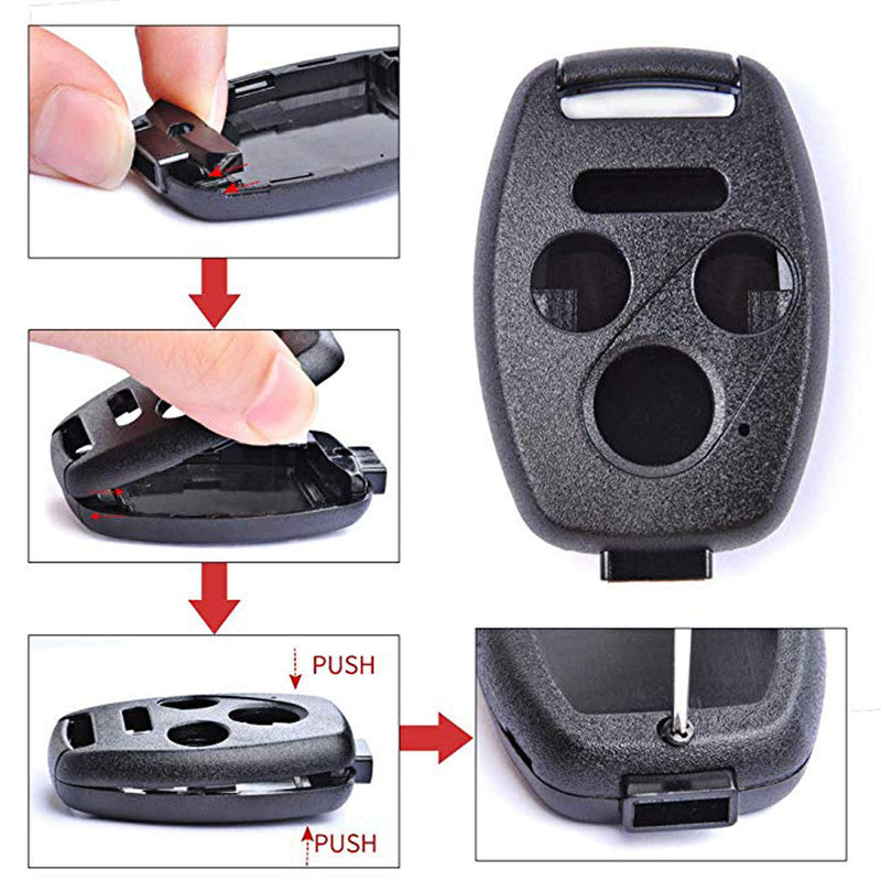  [AUSTRALIA] - 3+1 Buttons Replacement for Keyless Entry Remote Honda Key Fob Case Fit For Honda 2008-2012 Accord 2006-2013 Civic EX 2009-2015 Pilot Fit For Honda 2008-2012 Accord 2006-2013 Civic EX 2009-2015 Pilot 1 Black