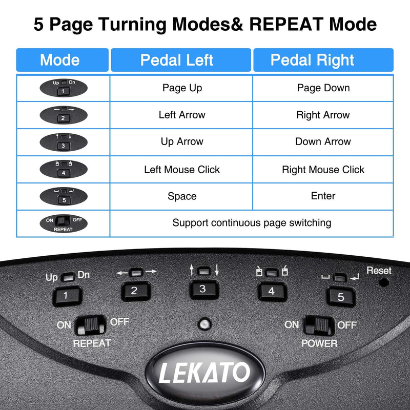  [AUSTRALIA] - Bluetooth Page Turner LEKATO Silent Page Turner Pedal Rechargeable Wireless Page Turner Wireless Foot Pedal for Tablets Smartphones App Controller