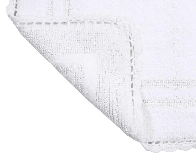  [AUSTRALIA] - Home Weavers Casual Elegence Bathmat Collection Absorbent Cotton Soft Reversible Bath Rug, Machine Washable, 17"X24", White 17"X24"