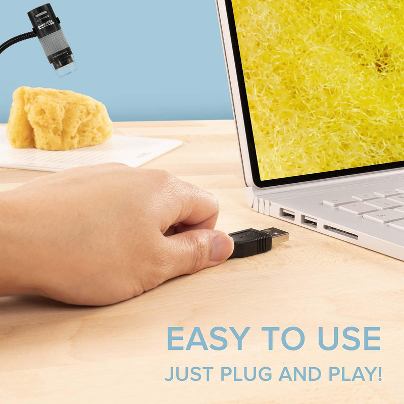  [AUSTRALIA] - Plugable USB Digital Microscope with Flexible Arm Observation Stand Compatible With Windows, Mac, Linux (2MP, 250x Magnification)