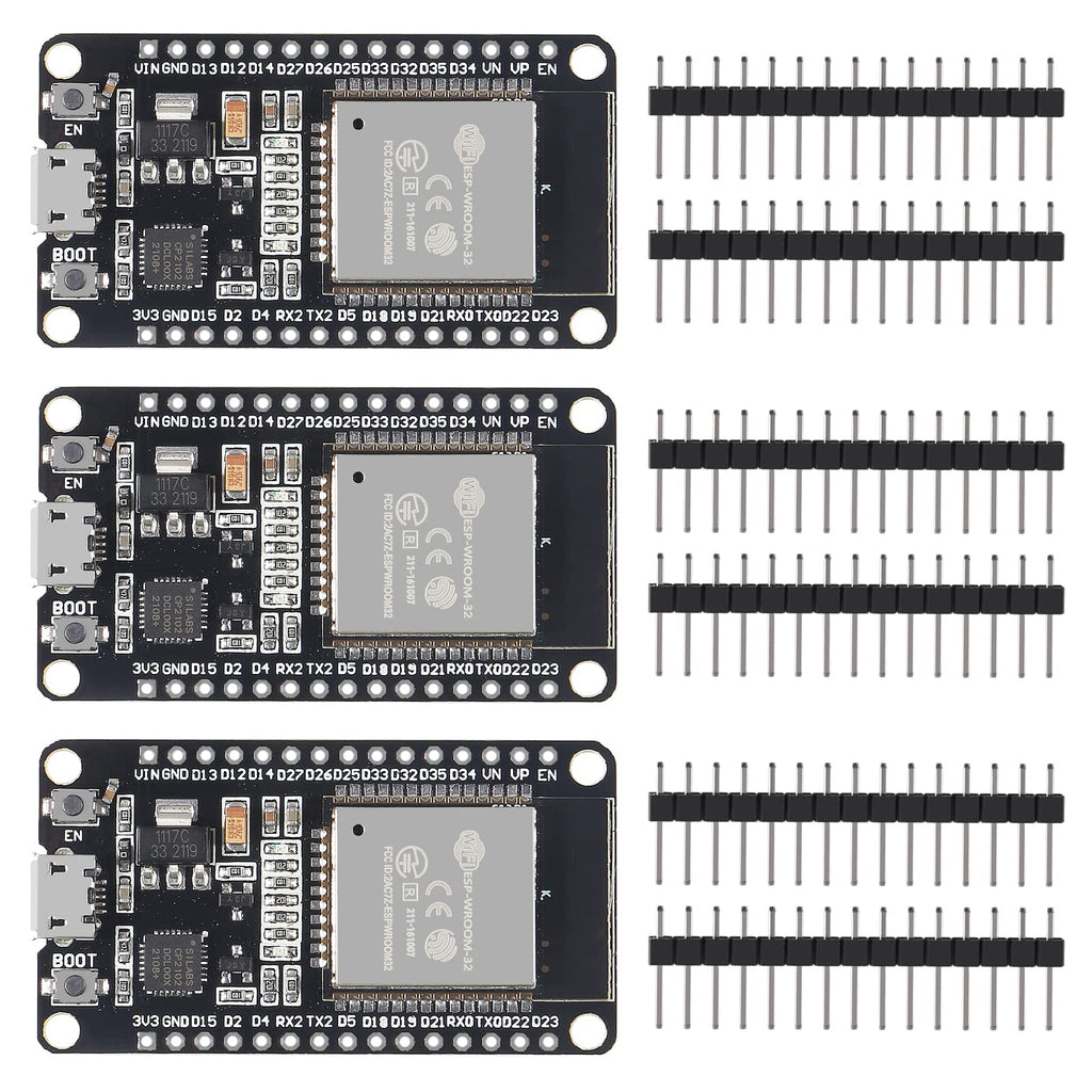  [AUSTRALIA] - 3PCS ESP32 ESP-32S WiFi Development Board Unassembled NodeMCU-32S Microcontroller Processor Integrated Chip CP2102 Compatible with Arduino IDE (3PCS) 3PCS
