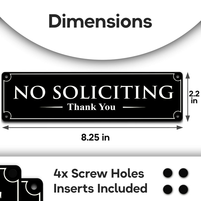  [AUSTRALIA] - No Soliciting Sign For House or Business - 2.2" X 8.25" - PREMIUM QUALITY ACRYLIC SIGNS - Apply to Door or Wall - Includes Adhesives and Screws - Ideal Anti-Solicitation Notice to Stop all Solicitors