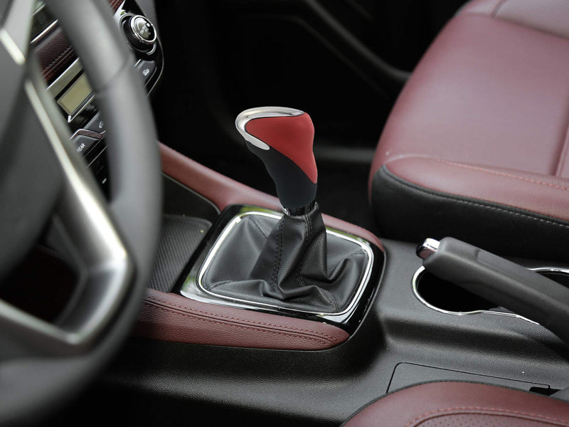  [AUSTRALIA] - Thruifo Leather Car Gear Knob, Automatic Manual Shift Stick Shifter Head Fit Most MT Vehicles, Red & Black