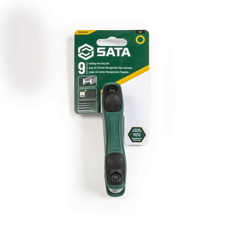  [AUSTRALIA] - SATA 9-Piece SAE Folding Hex Key Set with Alloy Steel Construction and Ergonomic Dual Material Comfort Grip - ST09122SJ