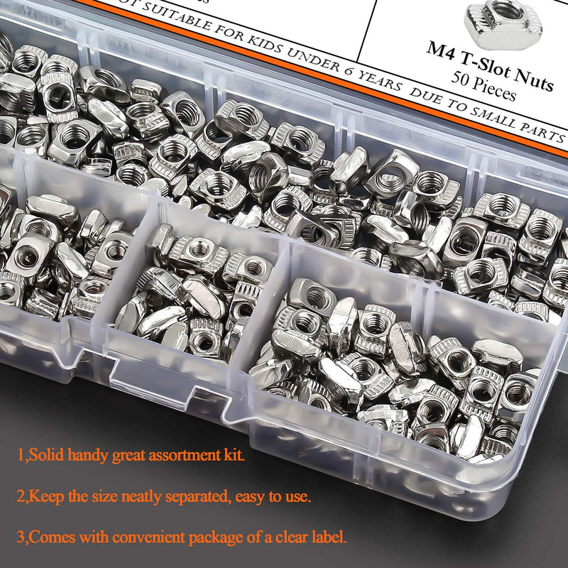  [AUSTRALIA] - HELIFOUNER 240 Pieces 2020 Series T Nuts, M3 M4 M5 T Slot Nut Assortment Kit M3 M4 M5 (240 PCS)