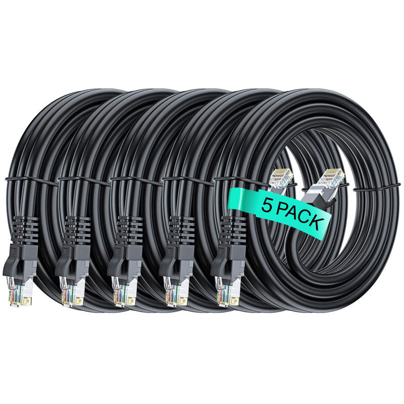  [AUSTRALIA] - Ethernet Cable 6ft Cat 6 Pure Copper, UL Listed, LAN UTP Cat6, RJ45 Network Internet Cable - 6 feet Black (5 Pack)