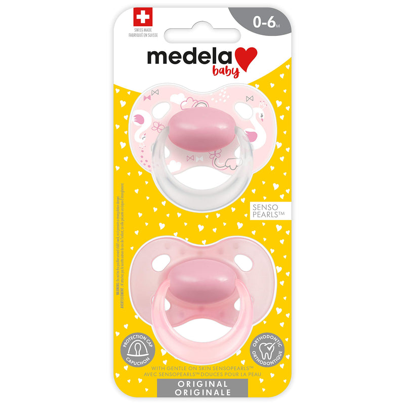 Medela Baby Original Pacifier for 0-6 Months, Perfect for Everyday Use, Bpa Free, Lightweight & Orthodontic, Baby Pacifiers - 2 Pack Pink 0-6 Month - LeoForward Australia