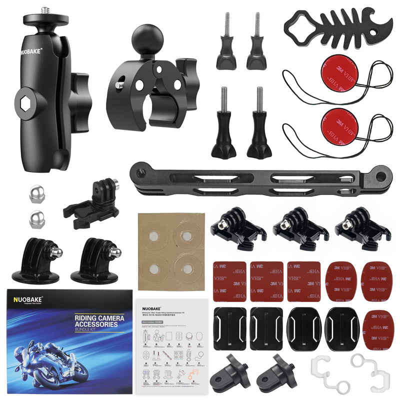  [AUSTRALIA] - NUOBAKE 38 in 1 Motorcycle Accessories Mount Bundle Kit for Insta360 ONE X2, X3,ONE X, ONE R , RS Cameras and GOPRO, APMAN, Fusion, AKASO, SJCAM,DJI OSMO Action,YI Action Camera and More