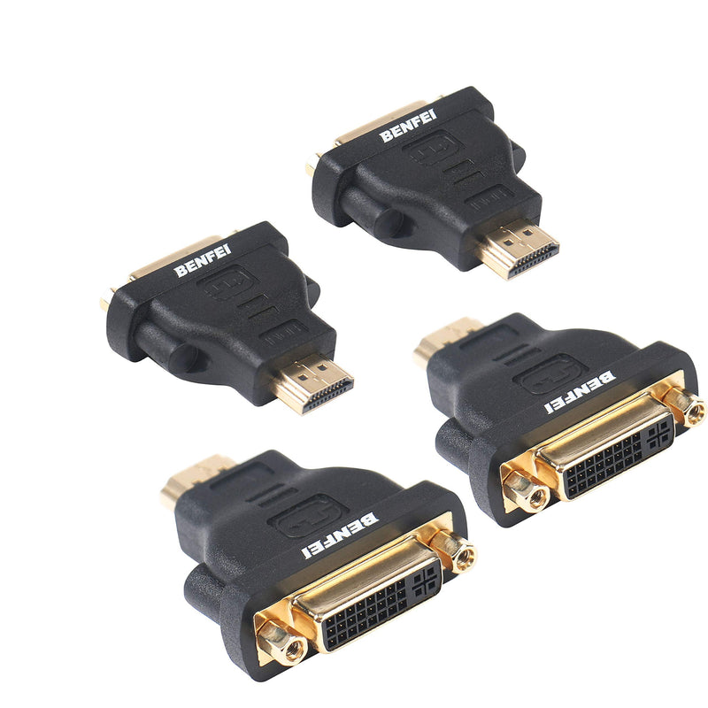  [AUSTRALIA] - HDMI to DVI Adapter, BENFEI HDMI to DVI-D DVI Bidirectional Converter Male to Female with Gold-Plated Cord 4 Pack