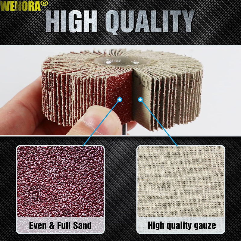  [AUSTRALIA] - 12 Pcs Abrasive Flap Wheel Sander for Drill, WENORA 80 Grit 1/4”Shank Diameter Cone Shape Abrasive Sandpaper Flap Sanding Wheel -12 Sizes